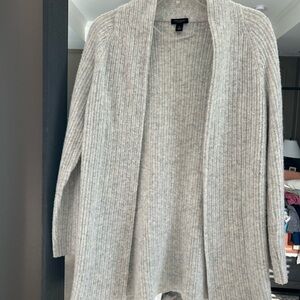 Ann Taylor Light Gray Ribbed Cardigan